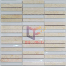 Super White Glass with Wooden Pattern Marble Mosaic (CFS588)